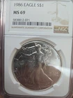 1986 $1 American Silver Eagle NGC MS69 Brown Label