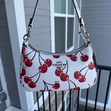 COACH Teri Shoulder Bag Signature Canvas Cherry Print Crossbody Purse CZ774 NEW
