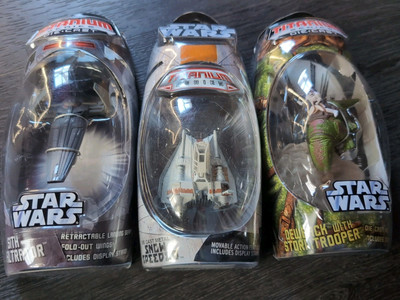 Star Wars Titanium Series Die Cast Lot Of 3 NIP Galoob Micro Machines Lot 102