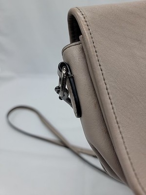 Coach 57325 Grey Leather Crossbody Clutch Bag Silver Hardware | eBay
