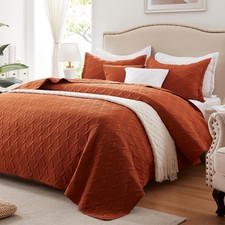 Full/Queen Quilt Set 3 Pieces,Lightweight Burnt Orange/Rust Bedspread-90''x98...