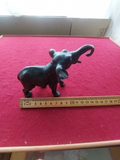 Antique Cold Painted Bronze Elephant With Foundry Mark. Extremely Heavy For Size
