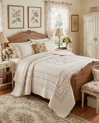 Kohls Home Classic Super Queen Comforter 102x118 Cream Embroidered Floral
