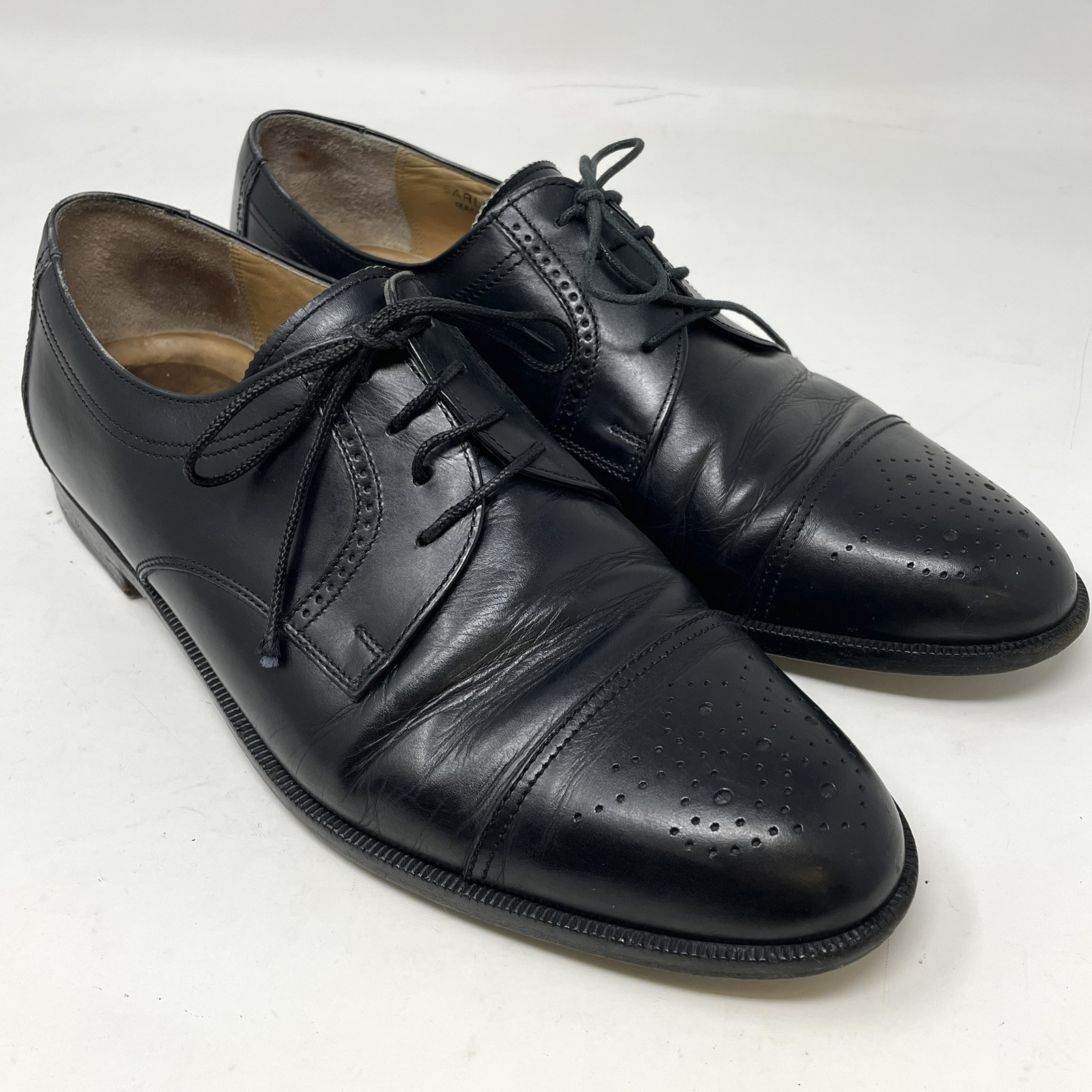 SAOLA Scarpe Bally Barlington Derby Uomo Taglia 8 D Nero Made In Italy Abito Oxford Vintage