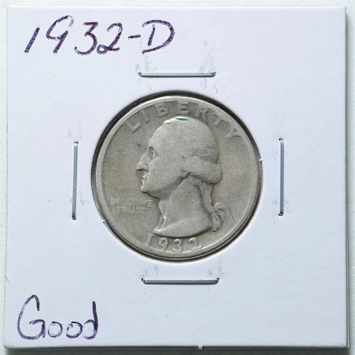 1932-D 25C Washington Silver Quarter Dollar in Good Condition #6366