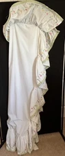 Pottery Barn Kids Floral Embroider Daisy Garden Baby Crib Skirt Green Gingham