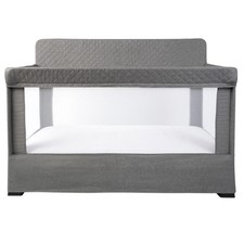 Full Size Crib Breathable Mesh Baby Bed Charcoal Tweed Delight Lunaire Tool-Free