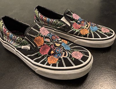Vans Dia De Los Muertos Mens Womens Skull Floral Slip On