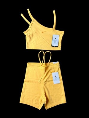 Nike Matching Set Yellow Top DV7926-795 + Shorts DV7928-795 XS NEU