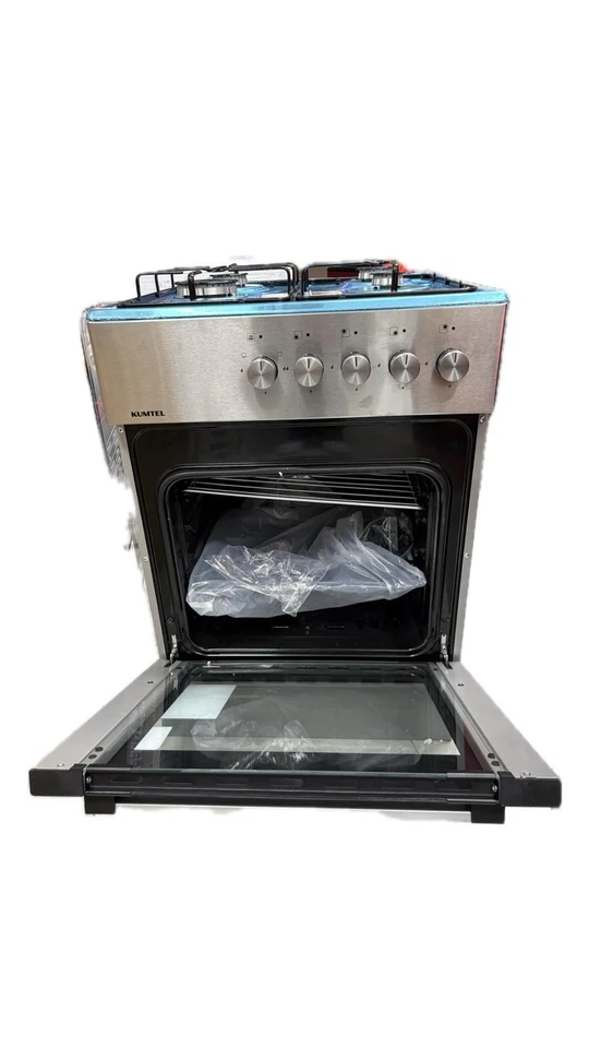 Cucina a Gas 4 Fuochi 57 x 57 cm Con Forno A Gas Grey Inox Grigia - Immagine 3 di 4