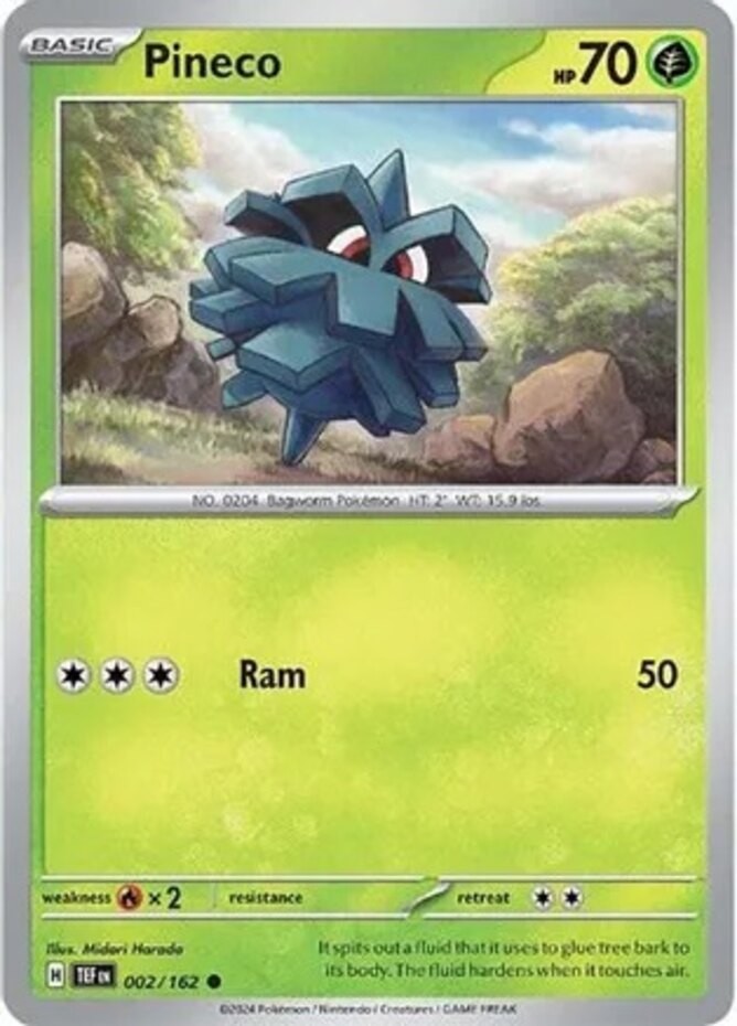 Pineco - 002/162 - Common (Near Mint) Temporal Forces - Grass Pokémon