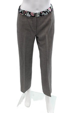 Gianni Versace Women Dress Pants Gray Herringbone 98 Cotton Hook Eye Size 4