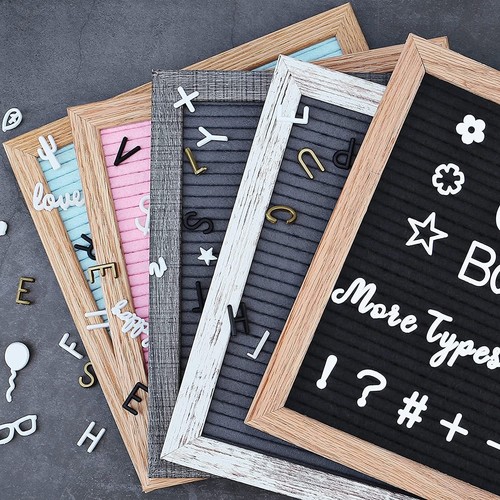 Felt Letter Board 12x16 Inch Rustic Wood Frame - Pre Cut & Sorted 725 Letters... - Picture 6 of 6