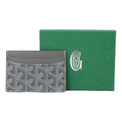 New Goyard Saint Sulpice Card Holder Wallet Grey Goyardine Canvas