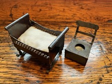 Antique Dollhouse Rock And Garner Rocking Cradle And Potty Chair