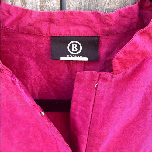 Bogner | Women's Silk 3/4 Sleeve Hook Closure Shacket Blouse Fuschia Sz 10 US L - Picture 2 of 7