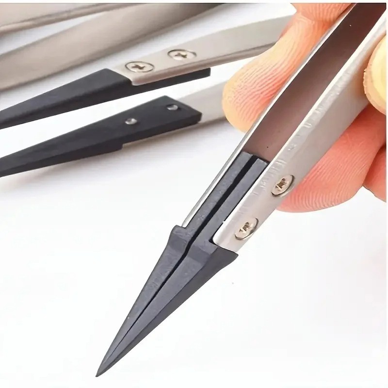 1pc ESD Safe Precision Tweezers Anti Static Heavy Duty Electronics Repair Tool