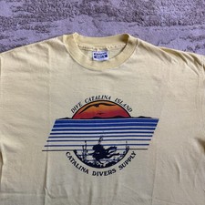 Vintage Dive Catalina Island Ocean Reef Diver Tee Men’s XL USA Made Yellow Fish