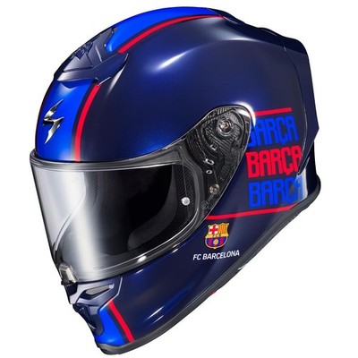 SCORPION EXO-R1 AIR MOTORCYCLE HELMET BLUE FC BARCELONA SIZE SMALL