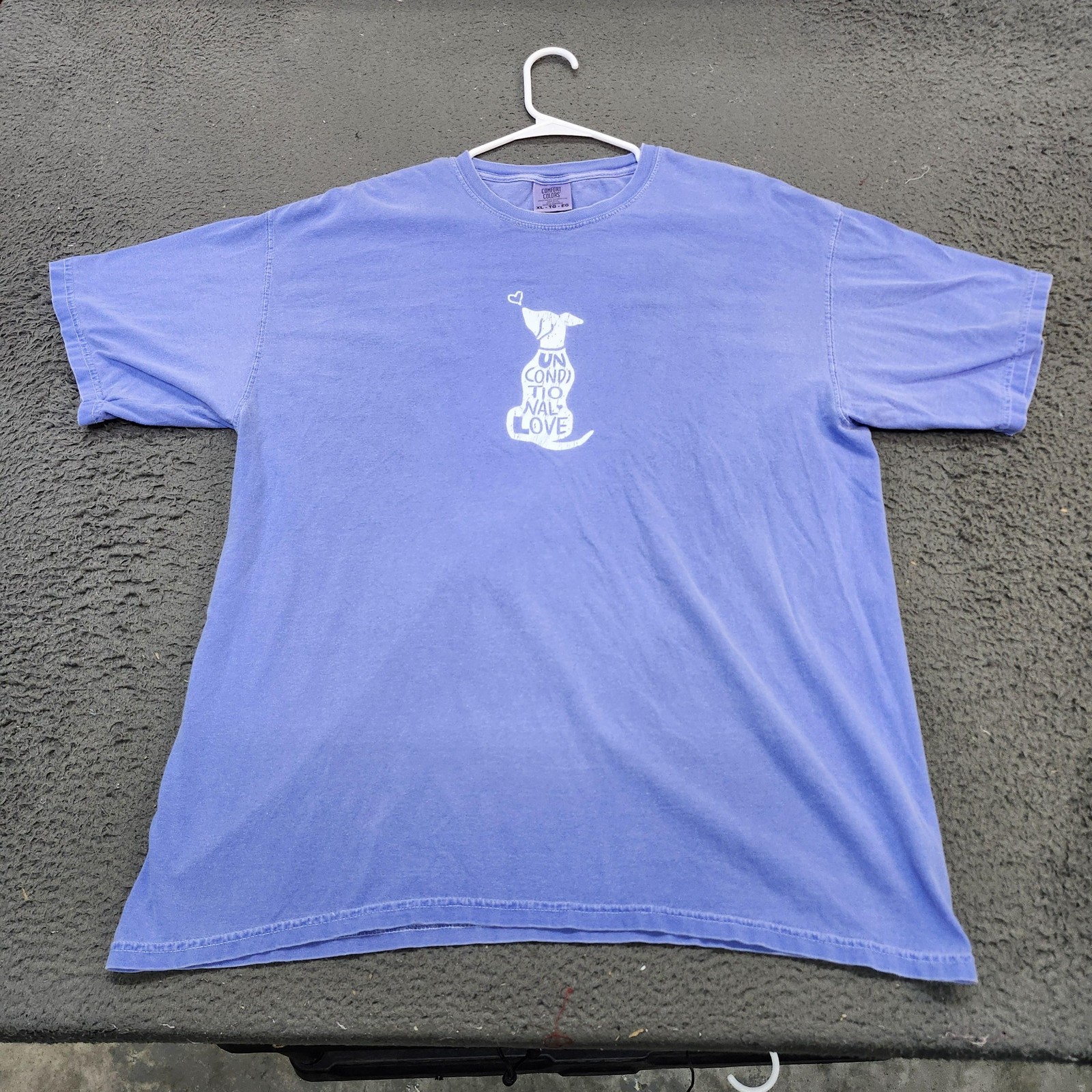 Comfort Colors Shirt Mens XL Blue Unconditional Love Dog Graphic Tee Crewneck