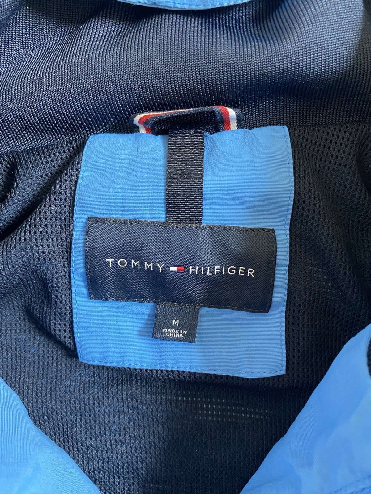 Medium Tommy Hilfiger Baby Blue Windbreaker Bomber jacket with Hood image 6