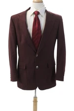 Hart Schaffner Marx Men's Long Sleeves Collared Unlined Jacket Burgundy Size 42
