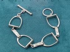 Equestrian Western Americana 800 Silver Stirrup Link Bracelet: 8.5" & 37 grams