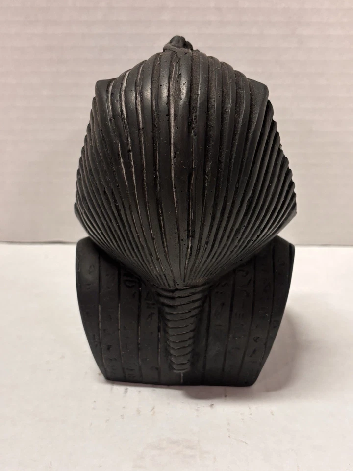 Busto de Tutankamón Estilo Egipcio Estatuilla Faraón Decoración Pequeña Negra Rústica 6 pulgadas Foto 3 de 4