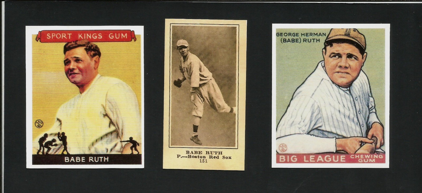 Babe Ruth  card lot (3) 1990's Renata Galasso Commemorative 1930's & 1916