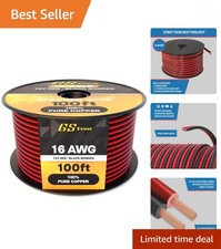16 Gauge Wire 100ft Oxygen Free, OFC Pure Copper Electrical 12v Low Voltage S...