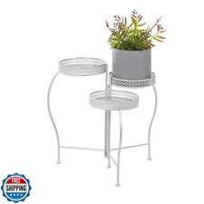 Deco 79 Metal Indoor Outdoor Plantstand Curved Folding 3 Tier Pla