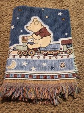 VTG Classic Disney Winnie the Pooh 100 Cotton Tapestry Throw Blanket 47"x36"
