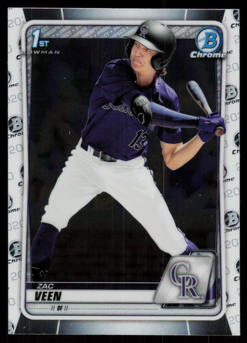 ZAC VEEN 2020 BOWMAN DRAFT CHROME RC COLORADO ROCKIES #BD-107