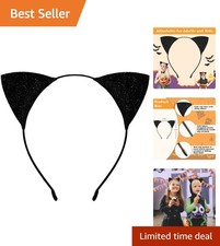 Lightweight Black Glitter Cat Ears Headband - Easy Halloween Costume Finisher