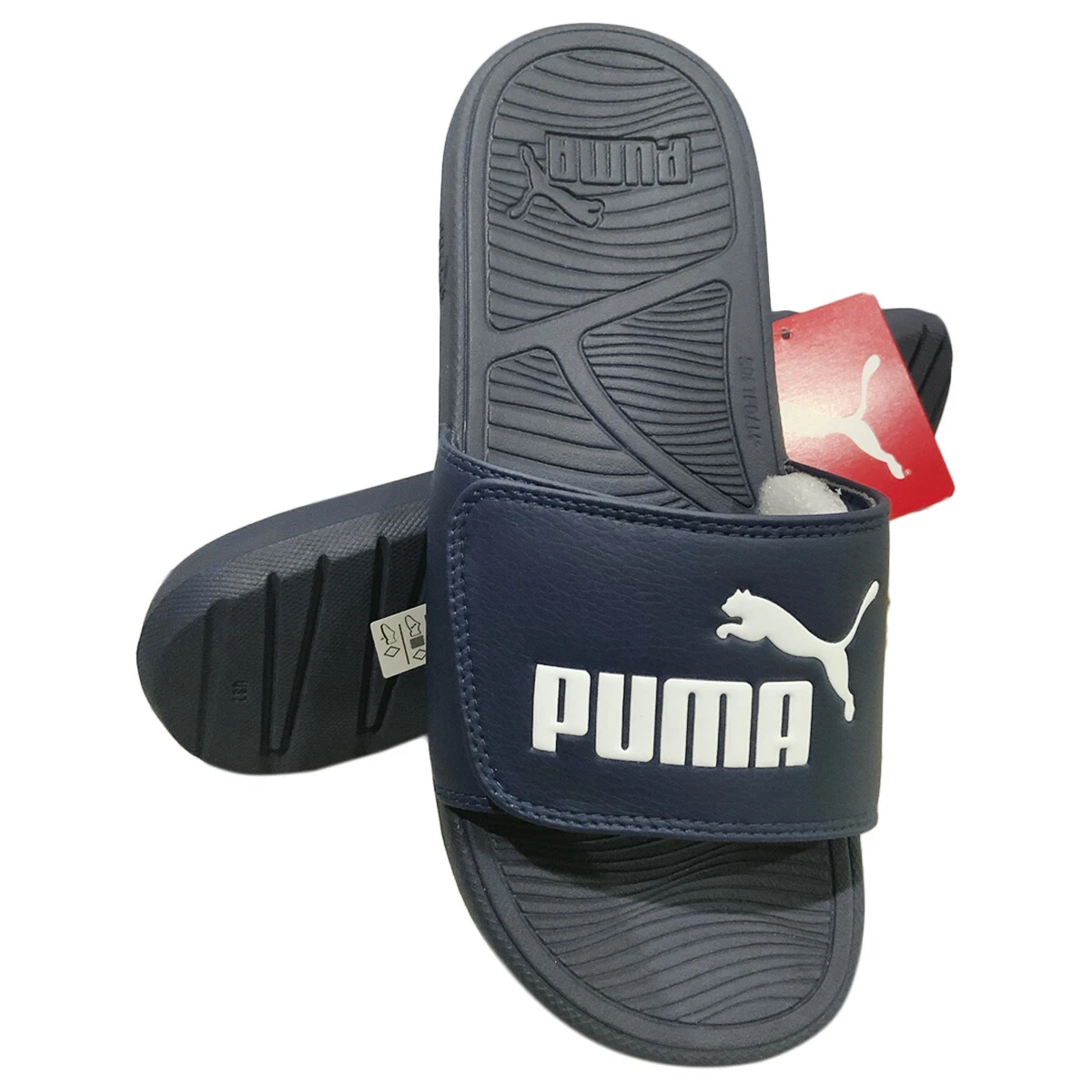 SANDALI SLIDES NUOVI CON ETICHETTE PUMA MSRP $51 99 COOL CAT 2.0 V SPORT UOMO BLU NAVY 7 8