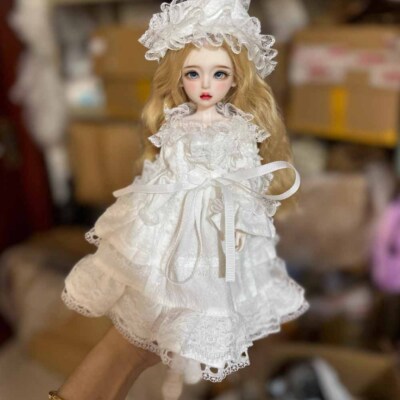 1/6 BJD Doll Girl White Dress SD Ball Jointeds Doll Face Makeup Birthday Gift