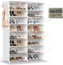 Shoe Rack Organizer,32 Pair Shoe Organizer with Door Expandable Plastic ShoeRack