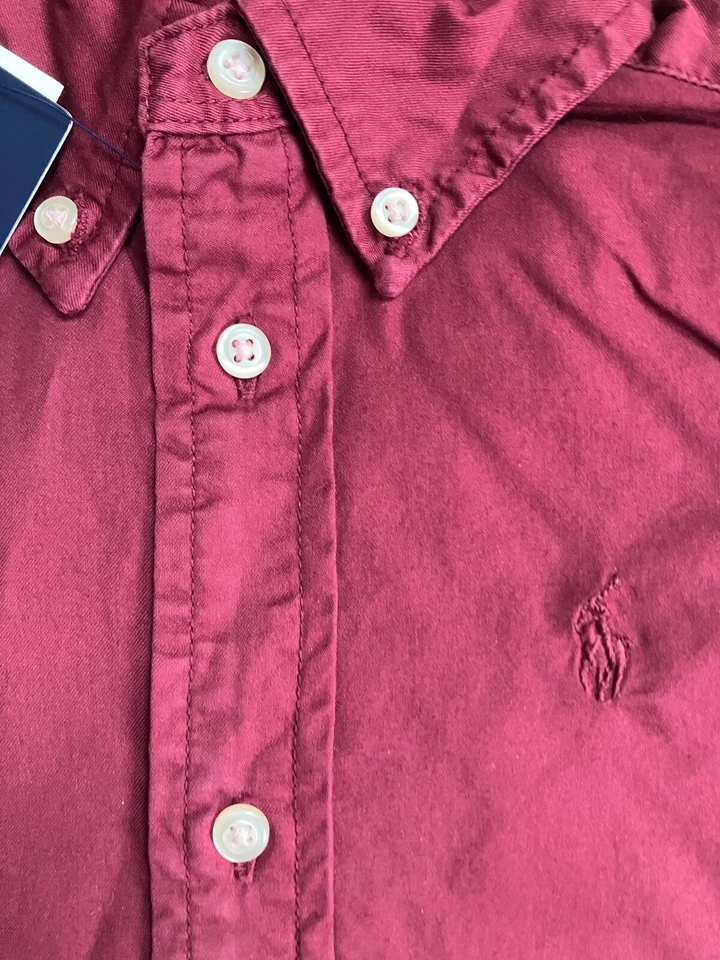 NWT Ralph Lauren Polo Button Up Shirt, Kids, Burgundy Red, Various Sizes - Image 3 of 3