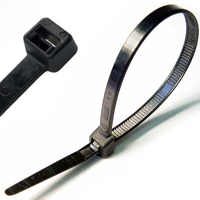 100x schwarze Kabelbinder mit Reißverschluss 400 mm x 5 mm starker Kunststoff ordentlich Gezeiten Wickelschlaufen