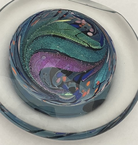 Vintage 1998 Rollin Karg Art Blown Glass Multicolored Signed Heavy - Picture 6 of 17