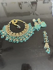 Sea Green Indian Kundan Jewelry Set