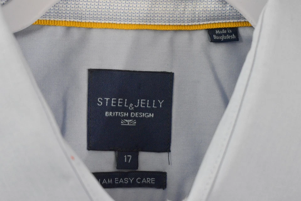 Camisa Acero y Jalea XXL 17 Azul Sólido Abotonada Contraste Puño Abatible Manga Larga Foto 3 de 4