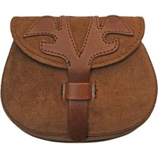 Medieval Belt Bag Suede Top-Grain Leather-Suede Construction Belt Loops Strap