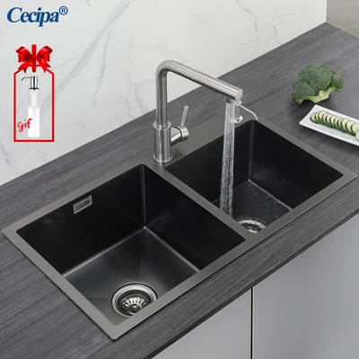 Einbauspüle Küchenspüle Edelstahl Doppelspüle mit Ablaufgarnitur Spülbecken | eBay