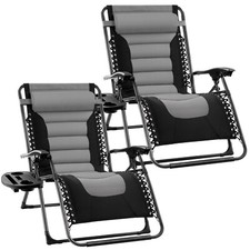 Extra Wide Zero Gravity Chair With Padded Seat Outdoor Garden Folding Recliner