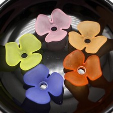 60 Mixed Color Frosted Acrylic 3-Petal Flower Bead Cap 22mm Jewelry Flower Make