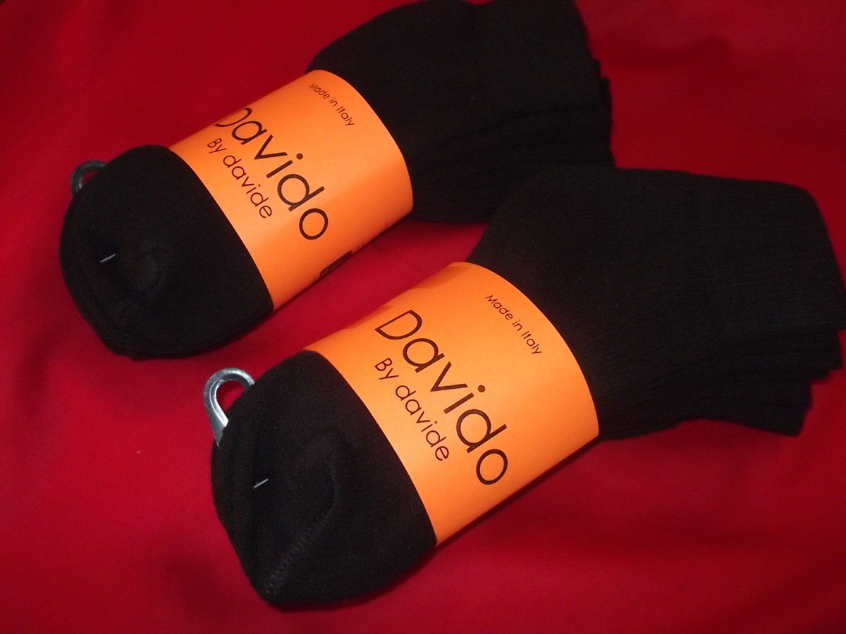 Davido Women's Ankle Socks - 8 Pairs, 100% Cotton, Made In Italy, Size 6-8, Black