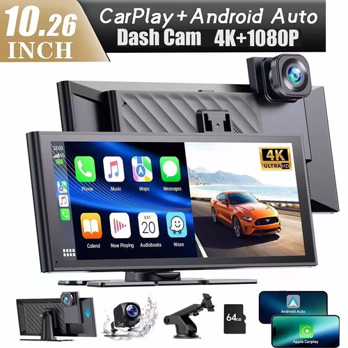 Tragbare 4K Dashcam Autoradio kabellos Apple Carplay & Android Auto + 1080P Kamera - Bild 2 von 20