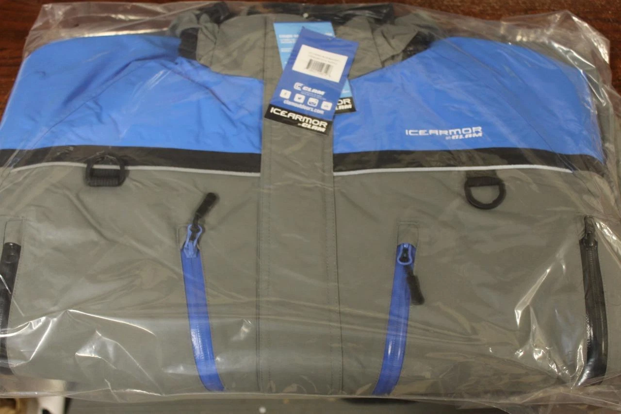 NEW Clam Outdoors IA Lift Parka Blue/Gray/Black Buoyancy Survival Rescue 3XL