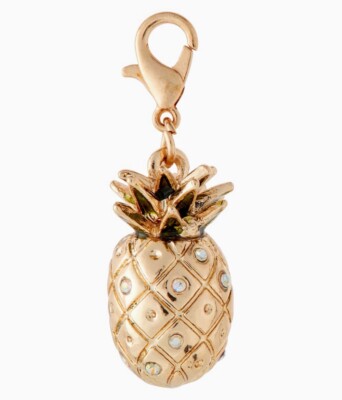 Gold Pineapple 3-D Charm / Pendant For Necklace, Bracelets, Zipper Pulls